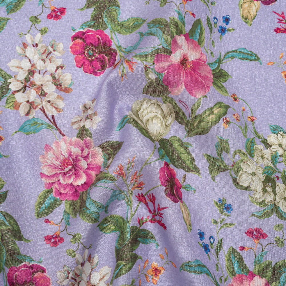 Textured Silk Woven Print Made in Italy - Lavender, Pink and Green Floral - Deadstock - Joann Fabrics