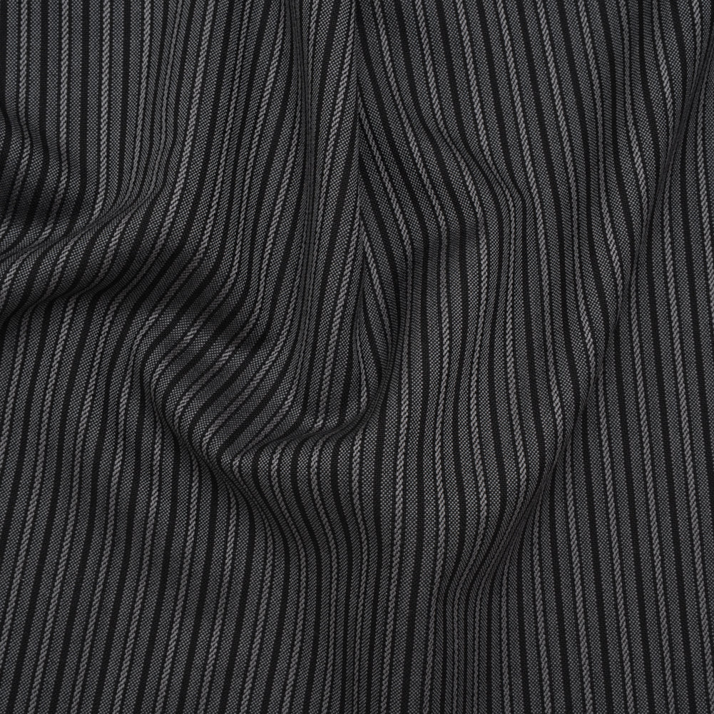 Wool Dobby Suiting - Black and Gray Stripes - Deadstock - Joann Fabrics