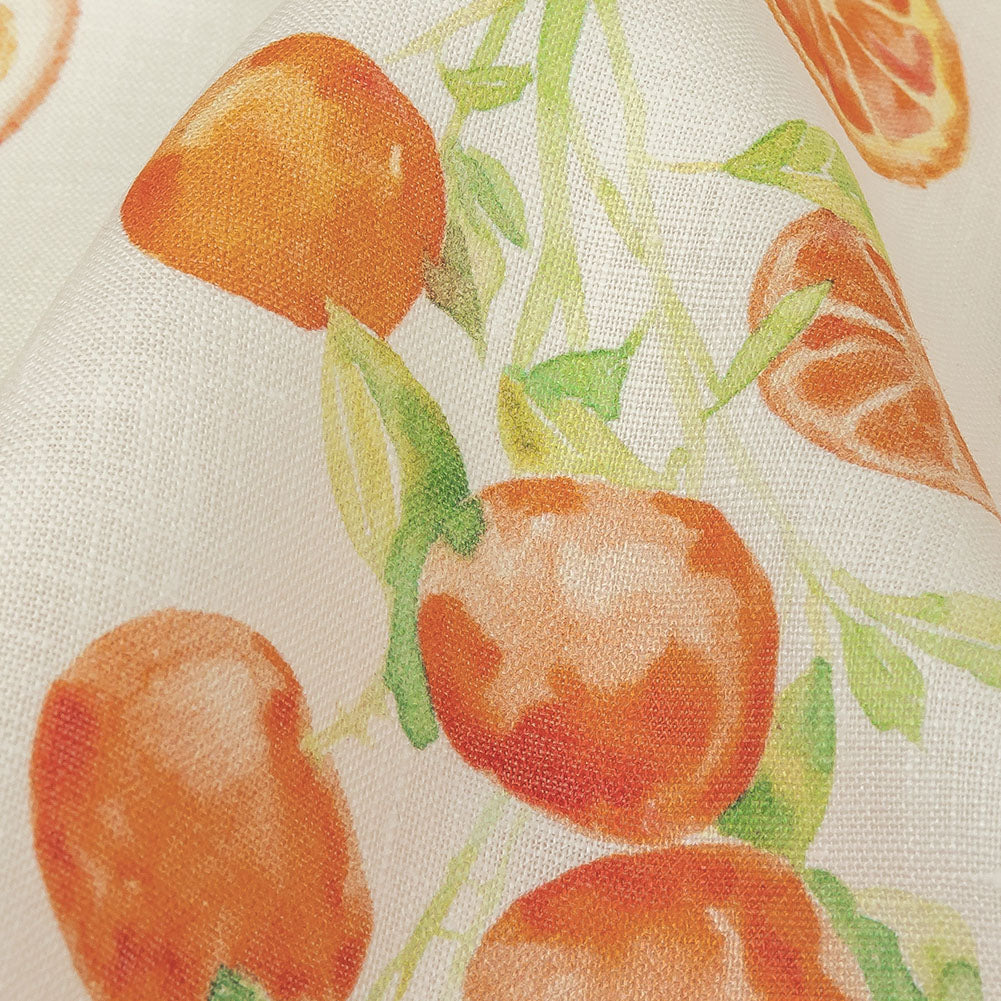 White, Orange and Green Citrus Medium Weight Linen Woven - Joann Fabrics