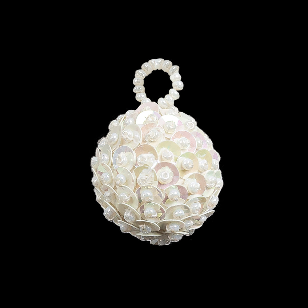 Vintage AB Sequins and Opal Seed Beaded Tassel Applique - 1
