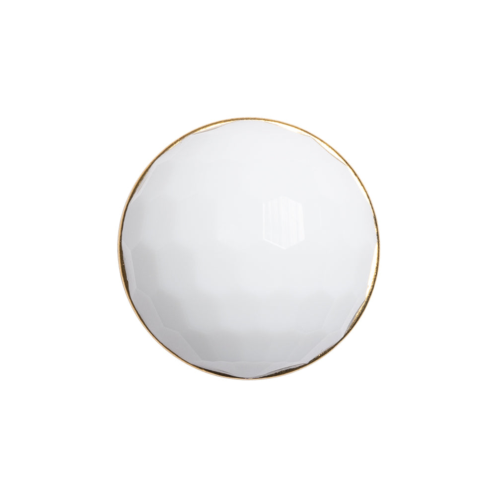 Domed Plastic Shank Back Button - White and Metallic Gold Faceted - 36L/23mm - Joann Fabrics