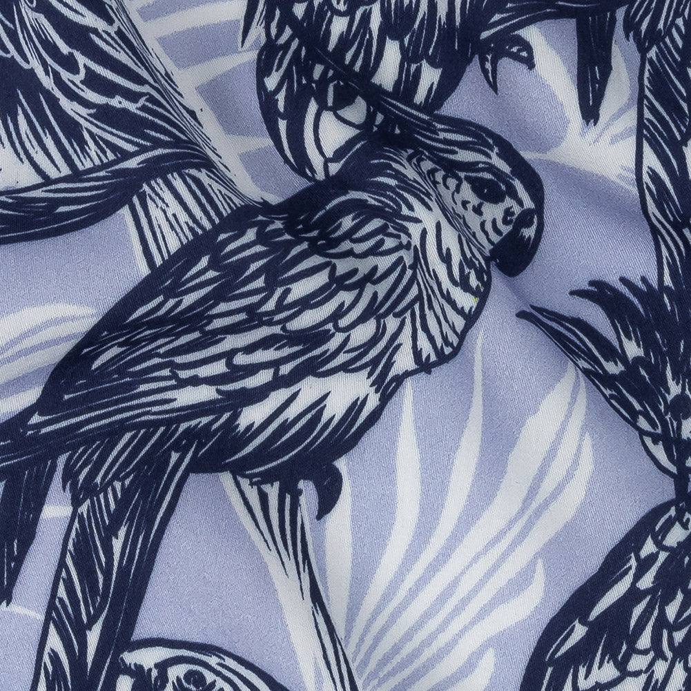 Rayon Batiste Print - Light Blue Birds and Leaves - Mood Exclusive Cockatoo Collective - Joann Fabrics