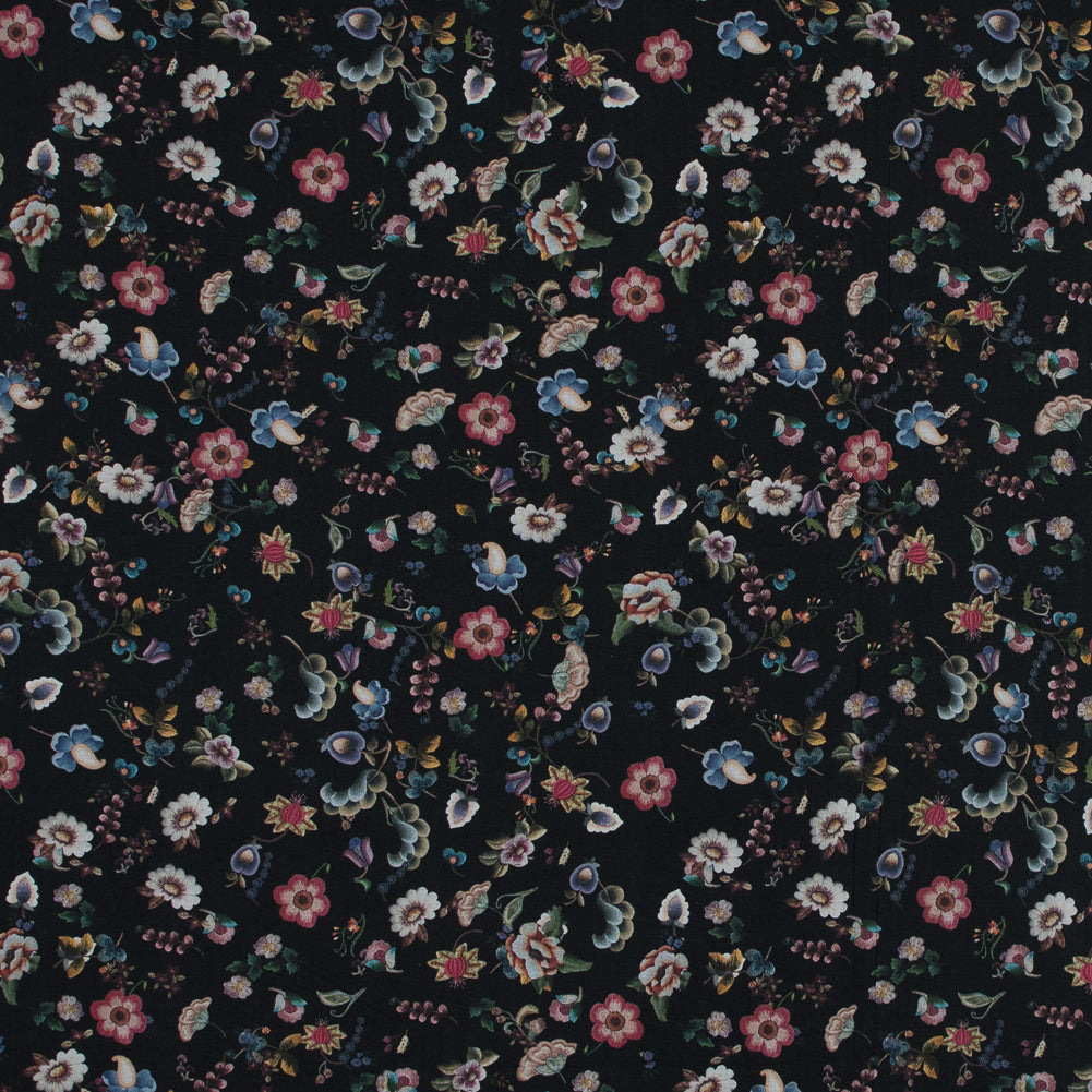 Cotton Voile - Black Floral - Blooms of Nature's Bounty Print - Mood Exclusive Botanical Collection - Joann Fabrics
