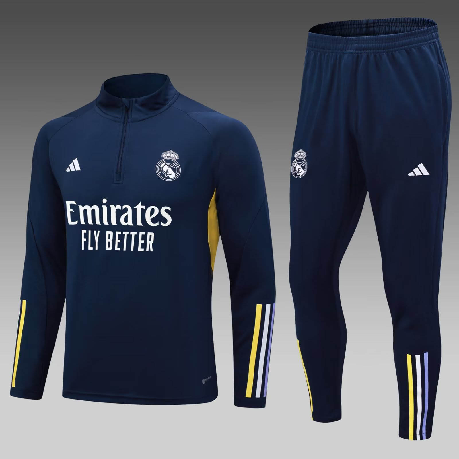 2023/2024 Real Madrid Half-Pull Training Suit Blue Set 1:1 Thai Quality