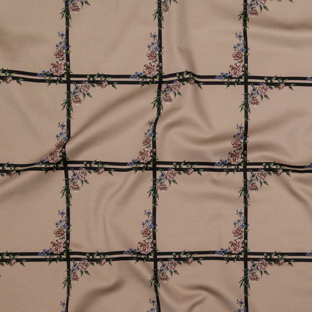 Stretch Cotton Sateen - Fawn Floral Windowpanes - The Prediction Print - Mood Exclusive Crow Collection - Joann Fabrics