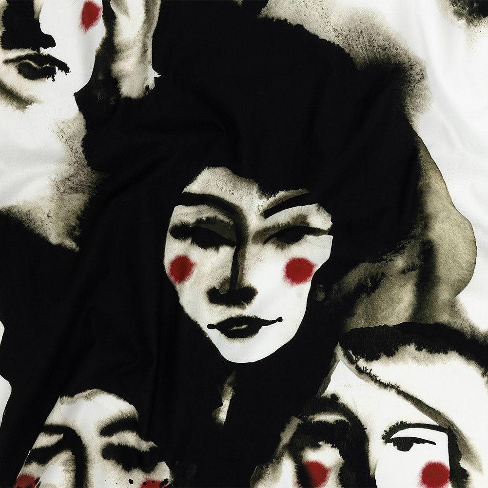 Mood Exclusive Caviar and Red Unearthly Portrait Cotton Poplin - Joann Fabrics