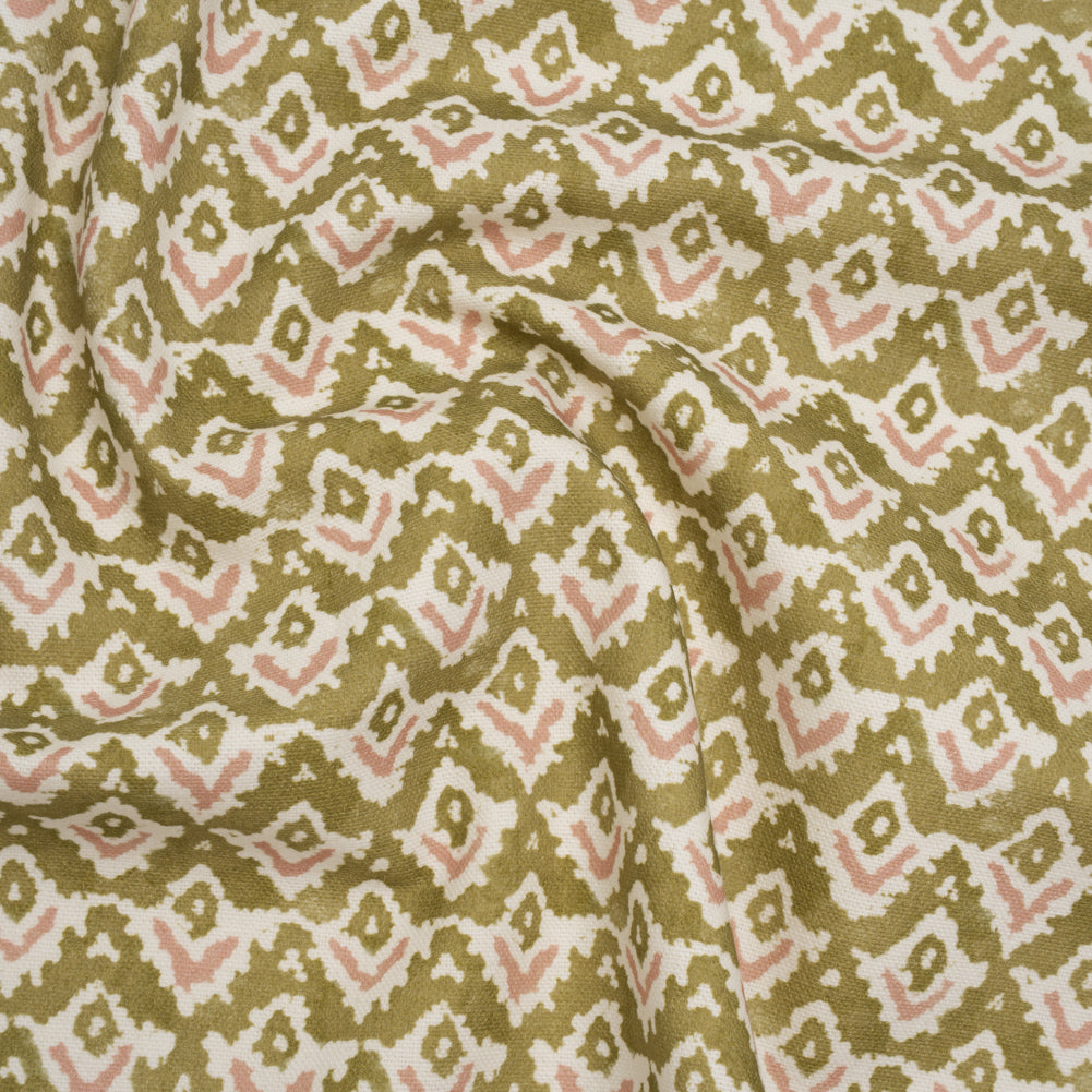 Cotton and Linen Canvas Print - Olive Rows of Diamonds - British Imported - Joann Fabrics