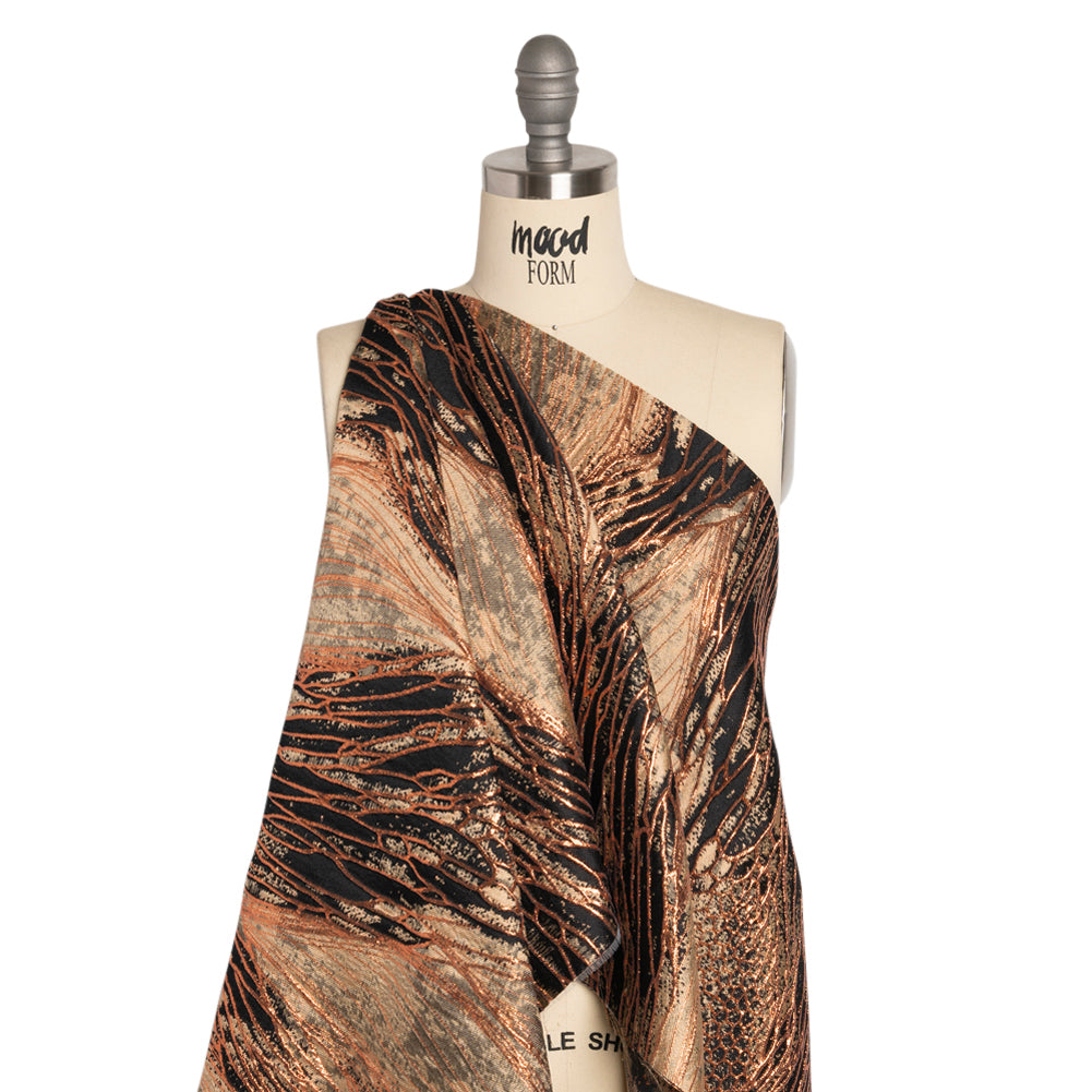 Metallic Copper, Beige and Black Organic Abstractions Luxury Brocade - Joann Fabrics