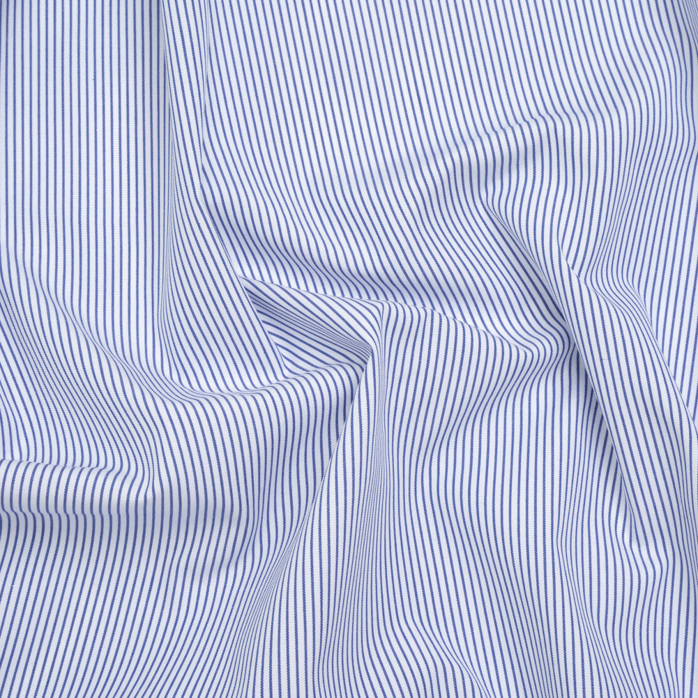 Cotton Shirting - Cobalt Blue and White Stripes - Deadstock - Joann Fabrics