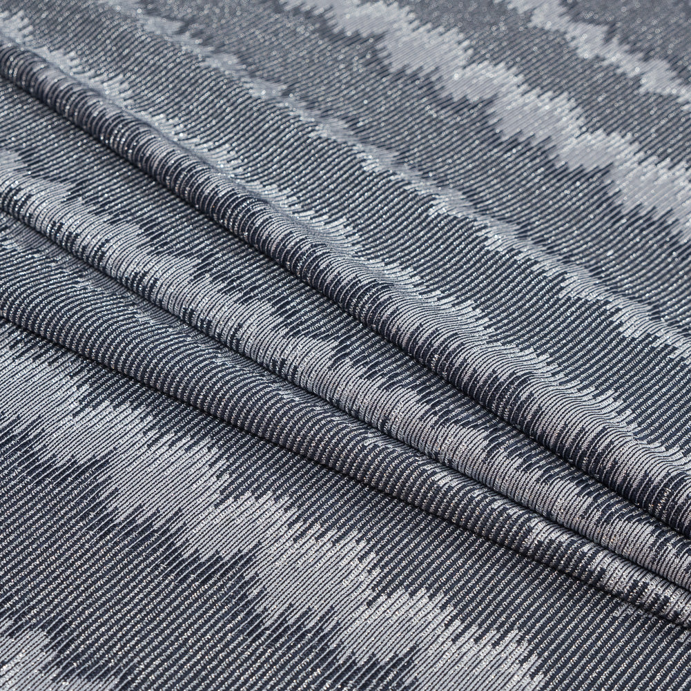 Navy and Metallic Silver Striped Stretch Knit - Joann Fabrics