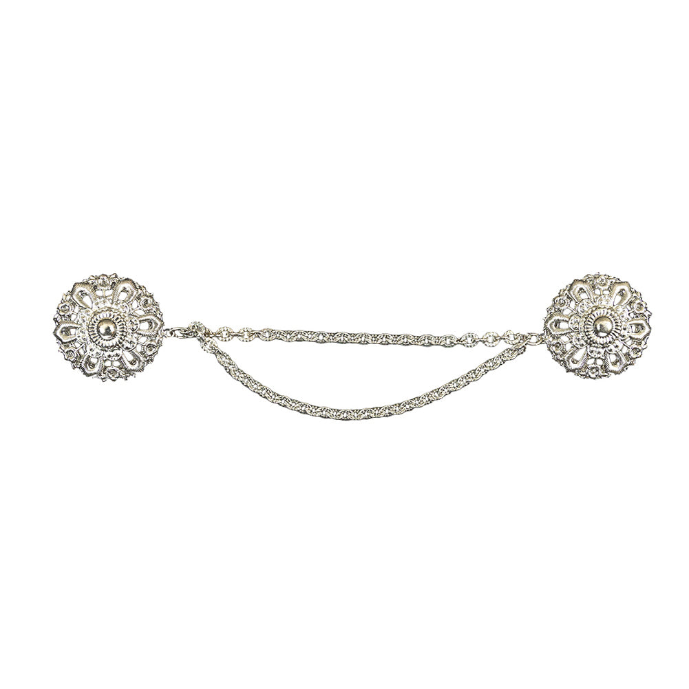 Vintage Silver Metal Dress Ornament with Two Joining Chains - 2.75