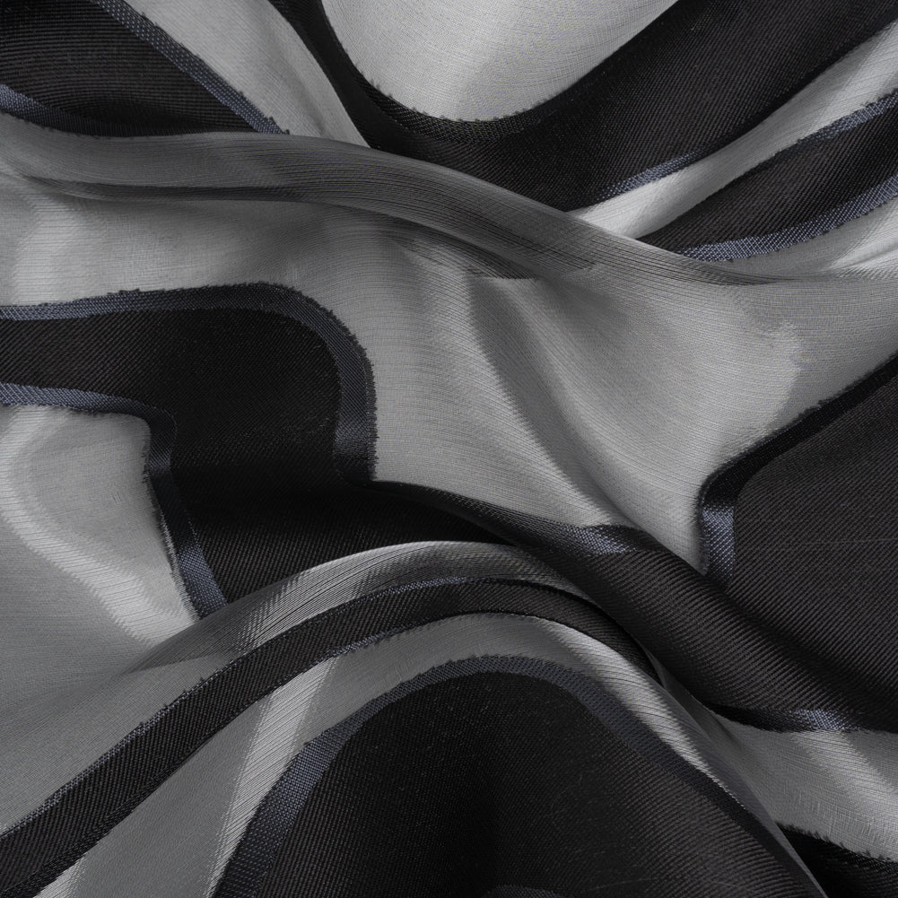 Metallic Gunmetal and Black Flowing Lines Luxury Burnout Brocade - Joann Fabrics
