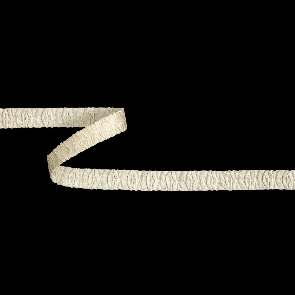 White Diamonds Ruched Ribbon Trim - 0.5625