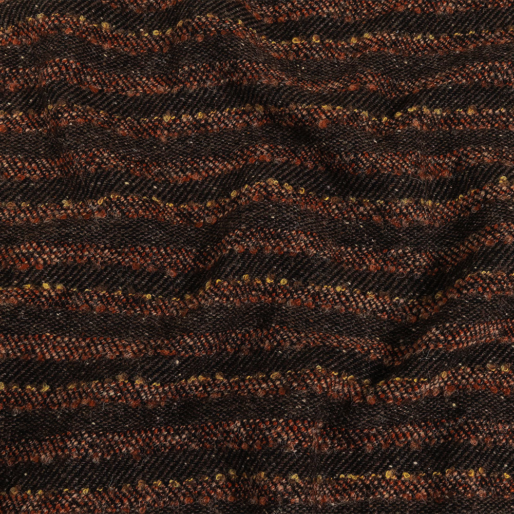 Brown, Black and Orange Boucle Stripes Blended Wool Twill Coating - Joann Fabrics