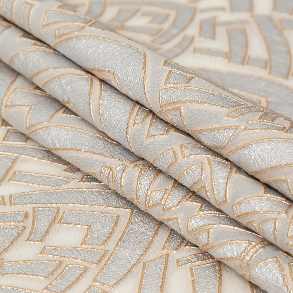 Metallic Gold, Silver and Ecru Geometric Luxury Brocade - Joann Fabrics