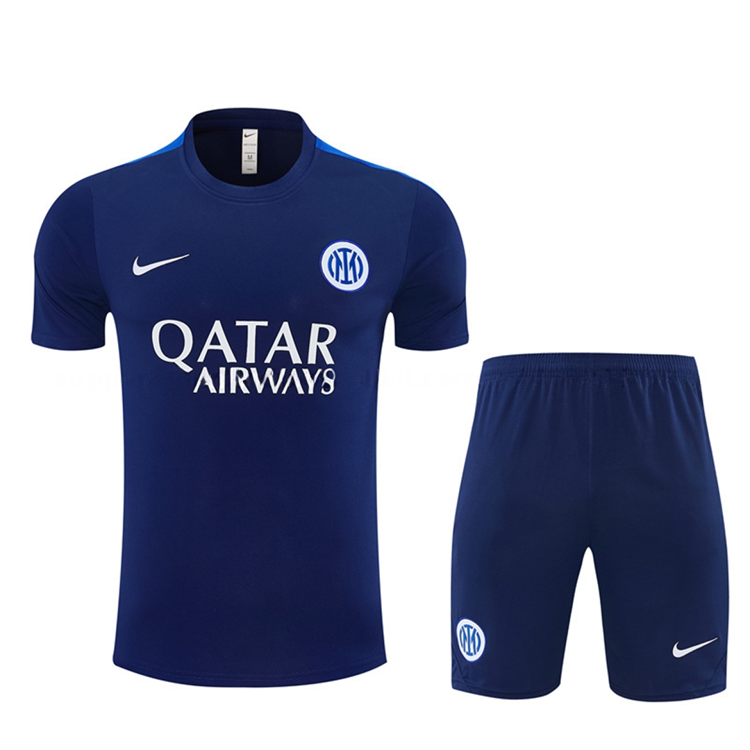 Inter Milan 26-27 Short-Sleeve Kids Training Set - Deep Blue Top & Shorts - UnitedFutballJersey