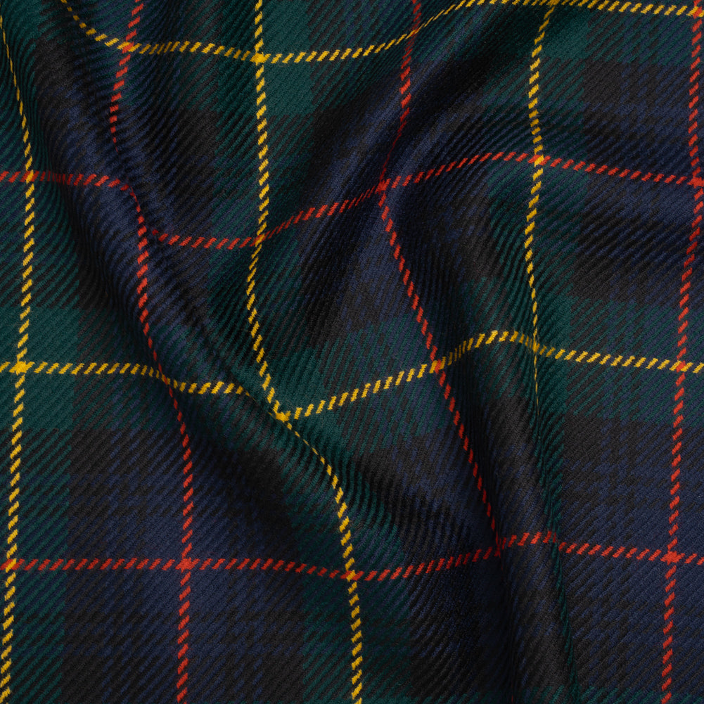 Heavy Virgin Wool Twill Made in Italy - Dark Green, Red and Yellow Plaid - Joann Fabrics