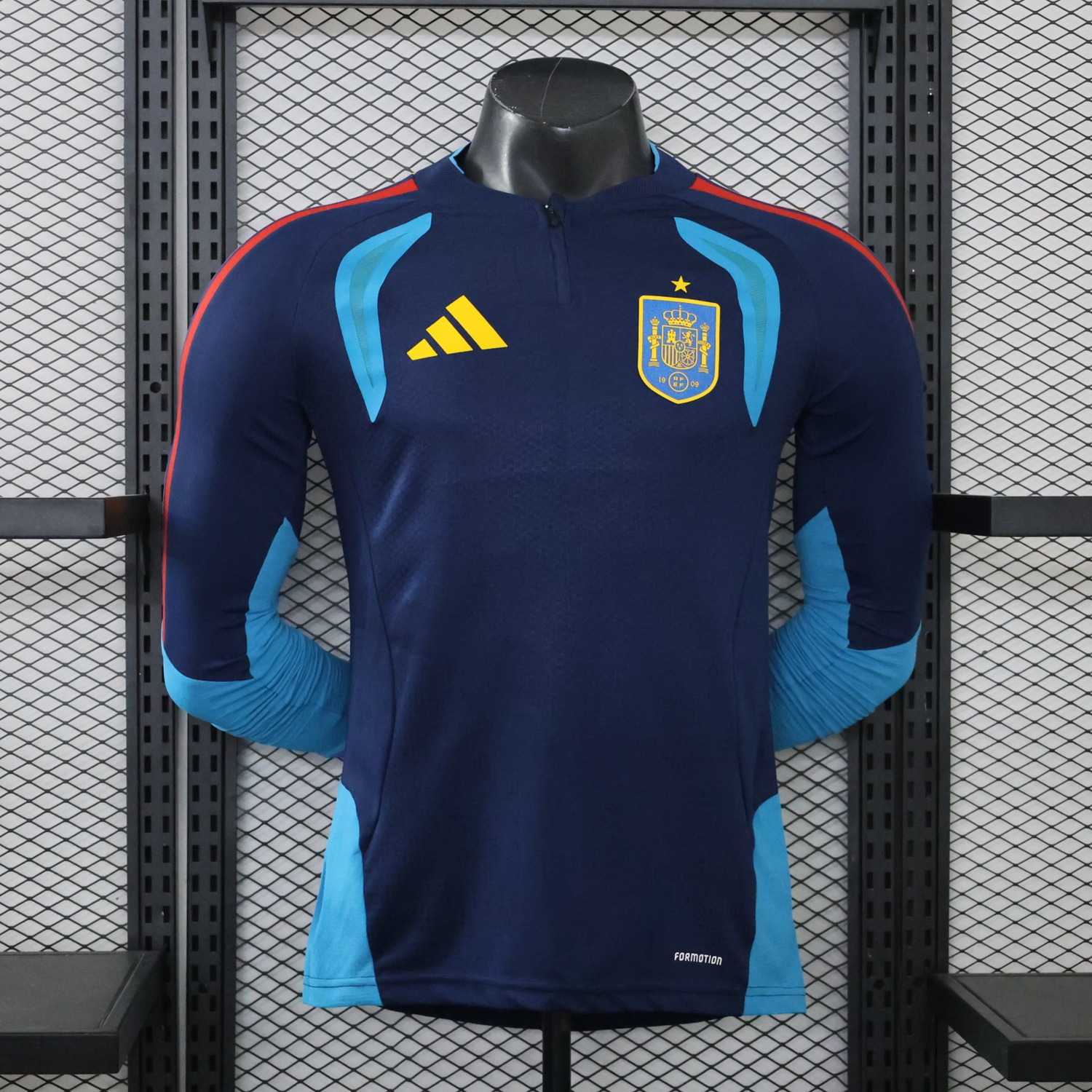 Spain 2026 Dark Blue Long Sleeves Training Jersey - Player Version - UnitedFutballJersey