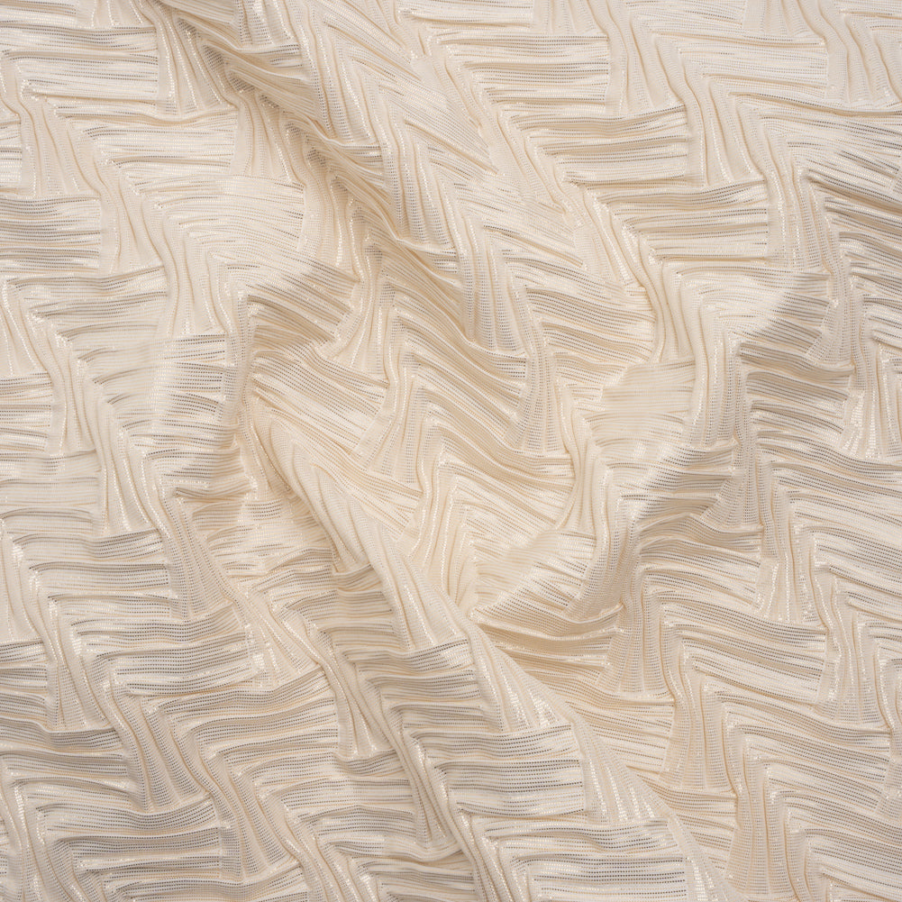 Yaya Han Puckered Novelty Woven - Cream and Gold Geometric Diagonal Stripes - Cosplay Collection - Joann Fabrics