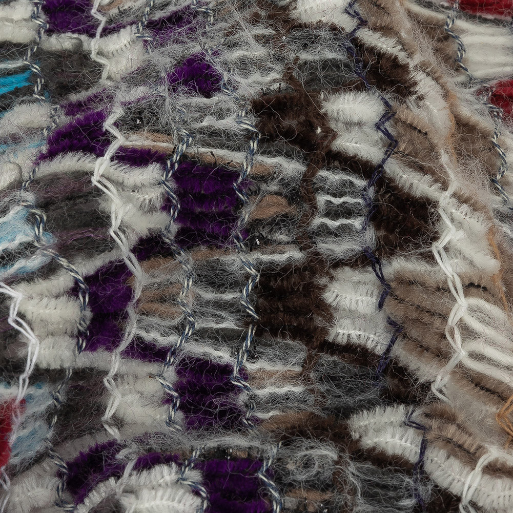Italian Purple, Brown and White Multicolor Soft Flamestitch Wool Knit - Joann Fabrics