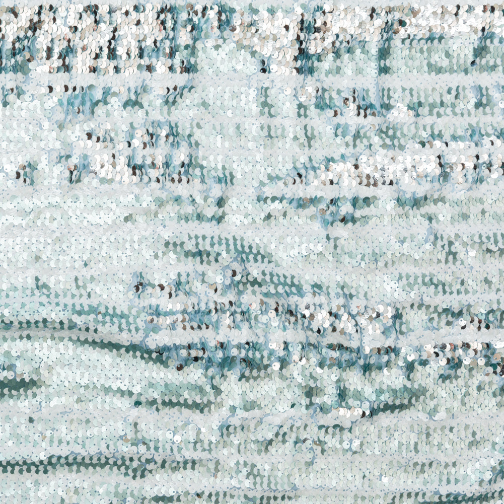 Mesh with Shell Sequins - Cerulean and White Stripes on Sky Blue - Joann Fabrics