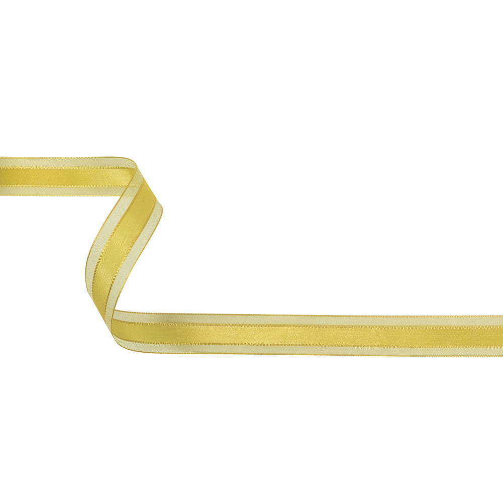 Yellow Woven Ribbon with Sheer Organza Borders - 0.75