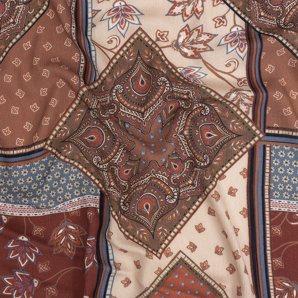 Gauzy Wrinkled Rayon Woven Print - Rust Paisley Patchwork - Mood Exclusive Divine Diamonds - Joann Fabrics
