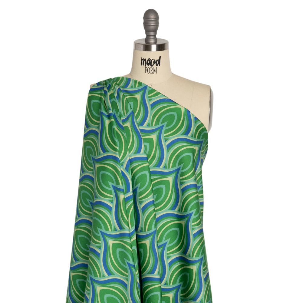 Stretch Cotton Sateen - Blue and Green Leaf Forms - Cipolla Blues Print - Mood Exclusive Marigold Collection - Joann Fabrics