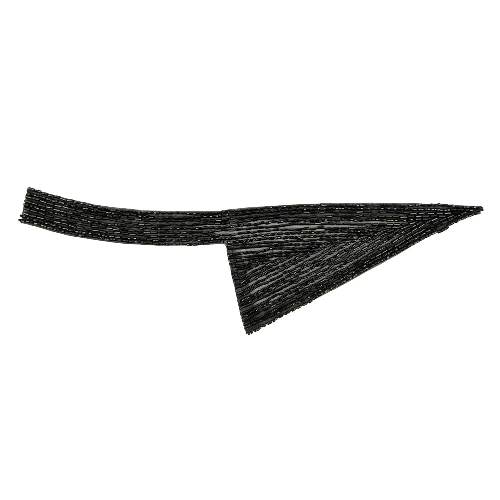 Vintage Black Geometric Glass Beaded Left Lapel Applique - 13