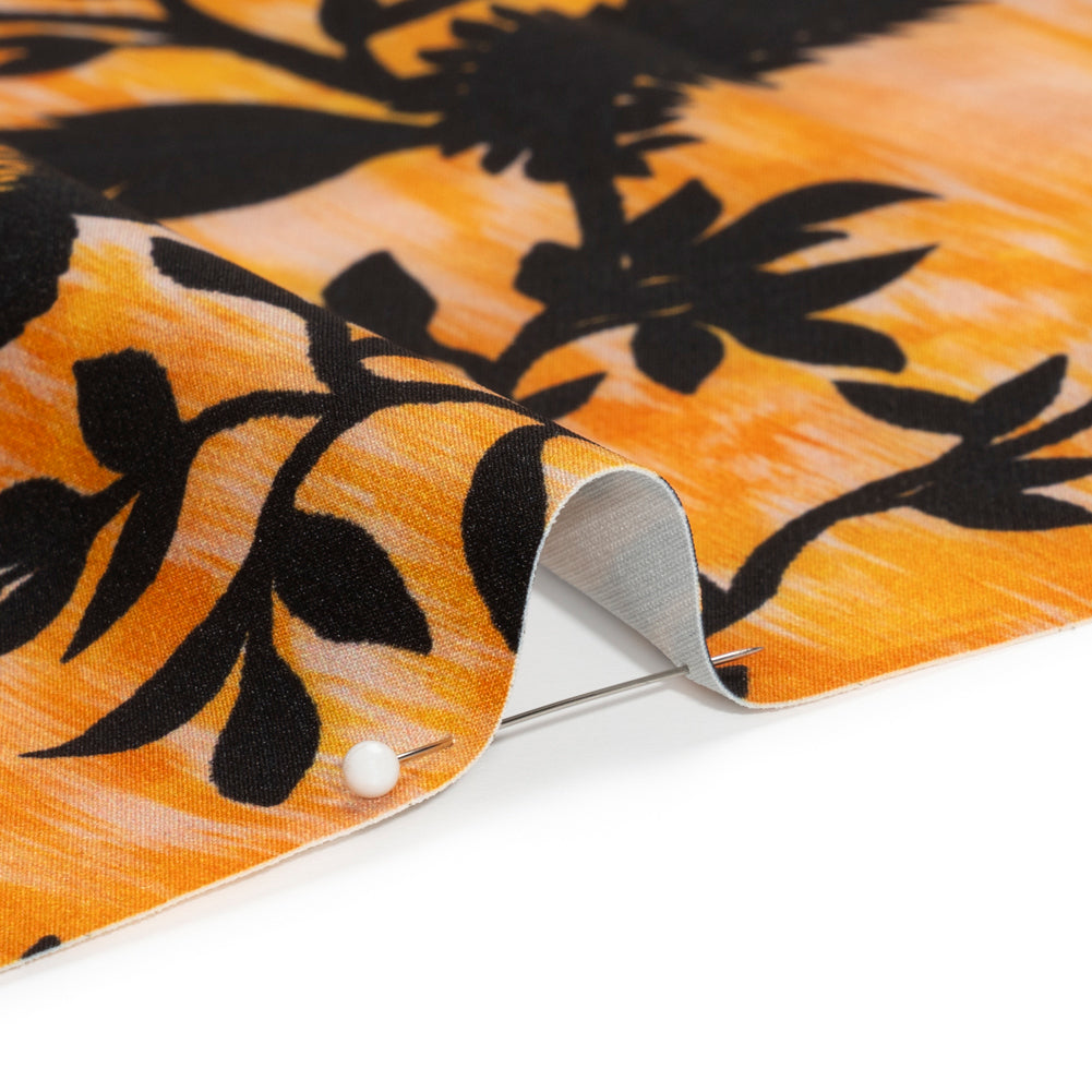 Stretch Polyester Woven Print - Yellow Florals on Abstract Ikat - Mood Exclusive Rambling Brambles - Joann Fabrics
