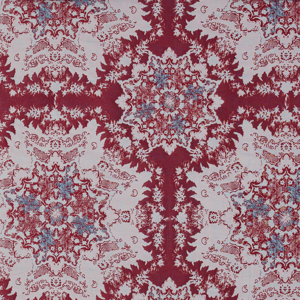 Red, Blue and White Abstract Medallion Brocade - Joann Fabrics