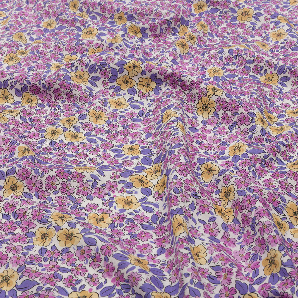 Cotton Poplin - Bigger Pink and Yellow Floral - Springtime Saunter Print - Mood Exclusive Secret Garden Collection - Joann Fabrics