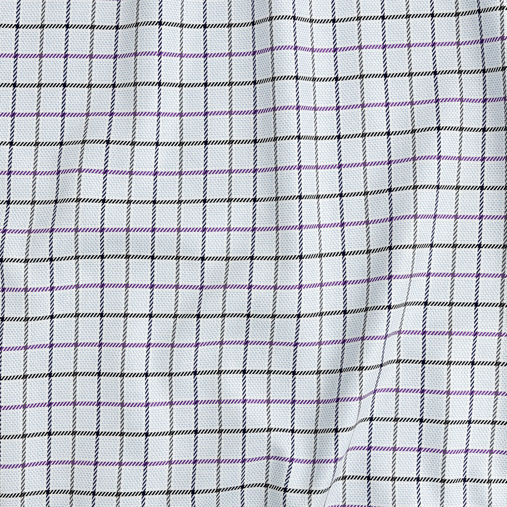 Premium Purple, Black and White Checks and Zig Zags Cotton Dobby Shirting - Joann Fabrics