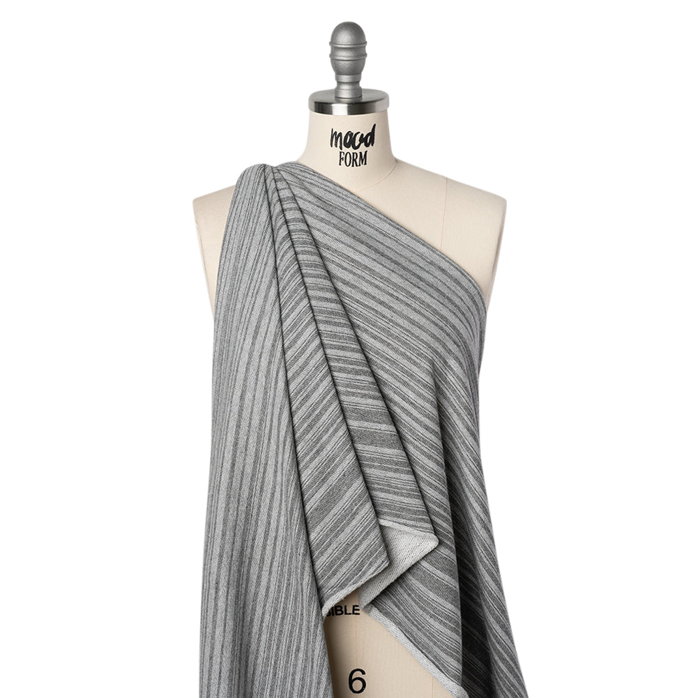 Cotton Blend French Terry - Heathered Light Gray and Charcoal Gradient Stripes - Deadstock - Joann Fabrics