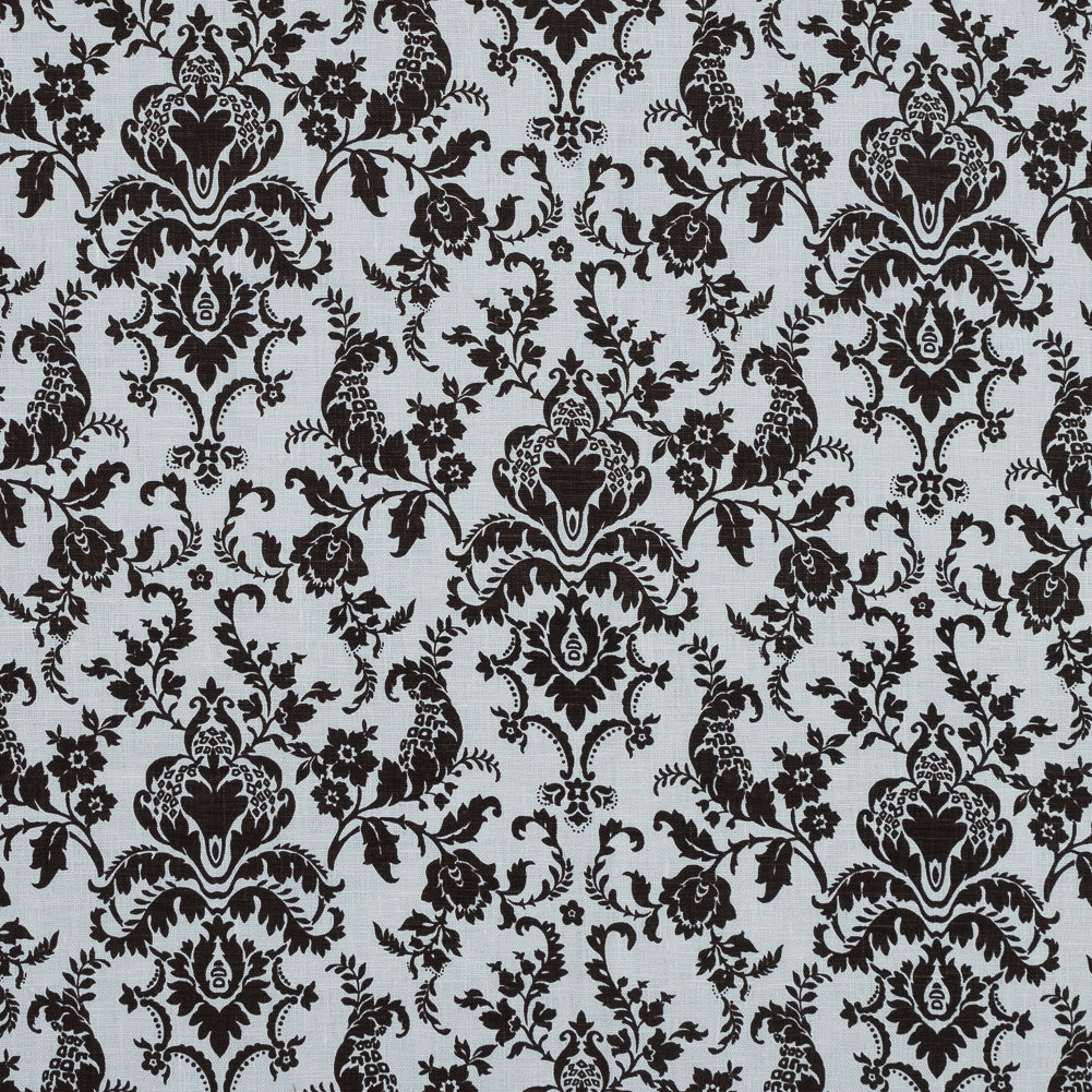 Brown and Lily White Damask Printed Linen Woven - Joann Fabrics