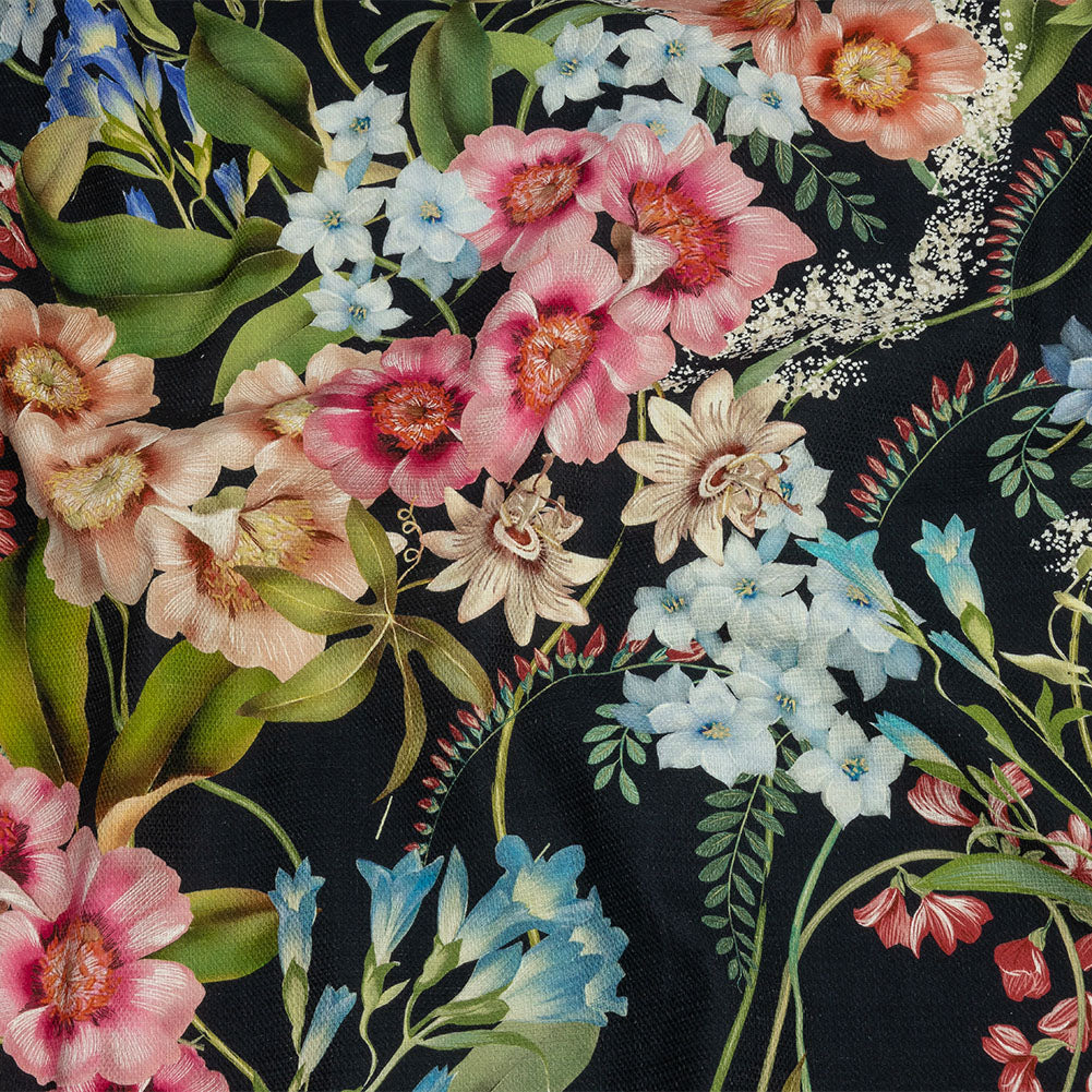 Mood Exclusive Navy Florist's Cuttings Stretch Cotton Woven - Joann Fabrics