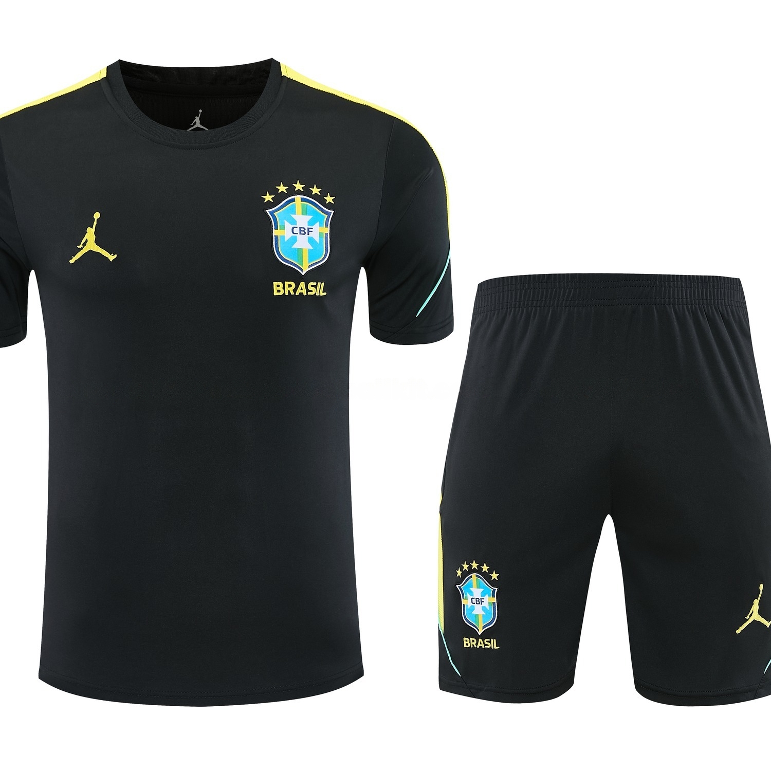 Brazil 2026 Short-Sleeve Training Set - Black Top & Black Shorts - UnitedFutballJersey