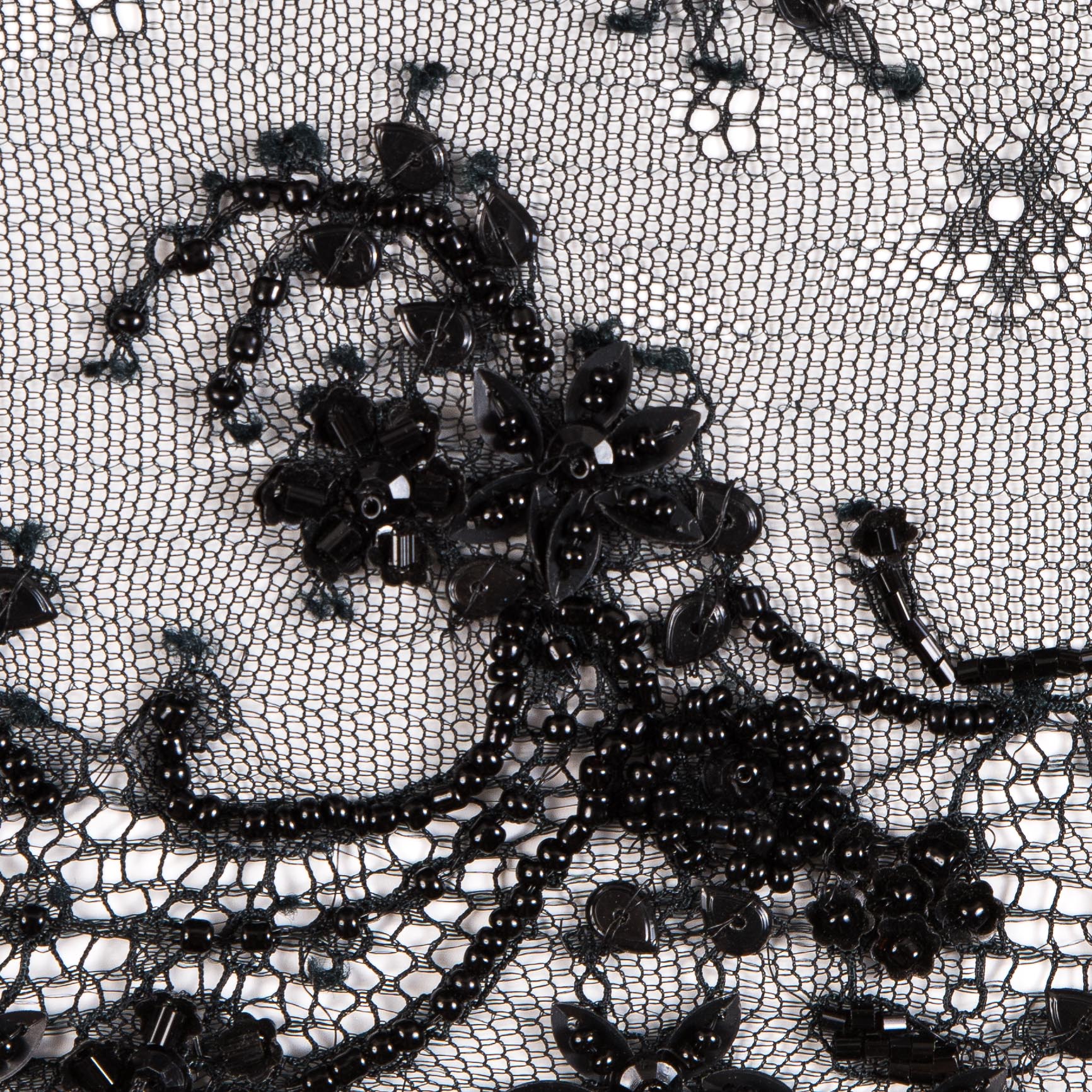 Black Beaded and Sequined Lace Trim - 6.5