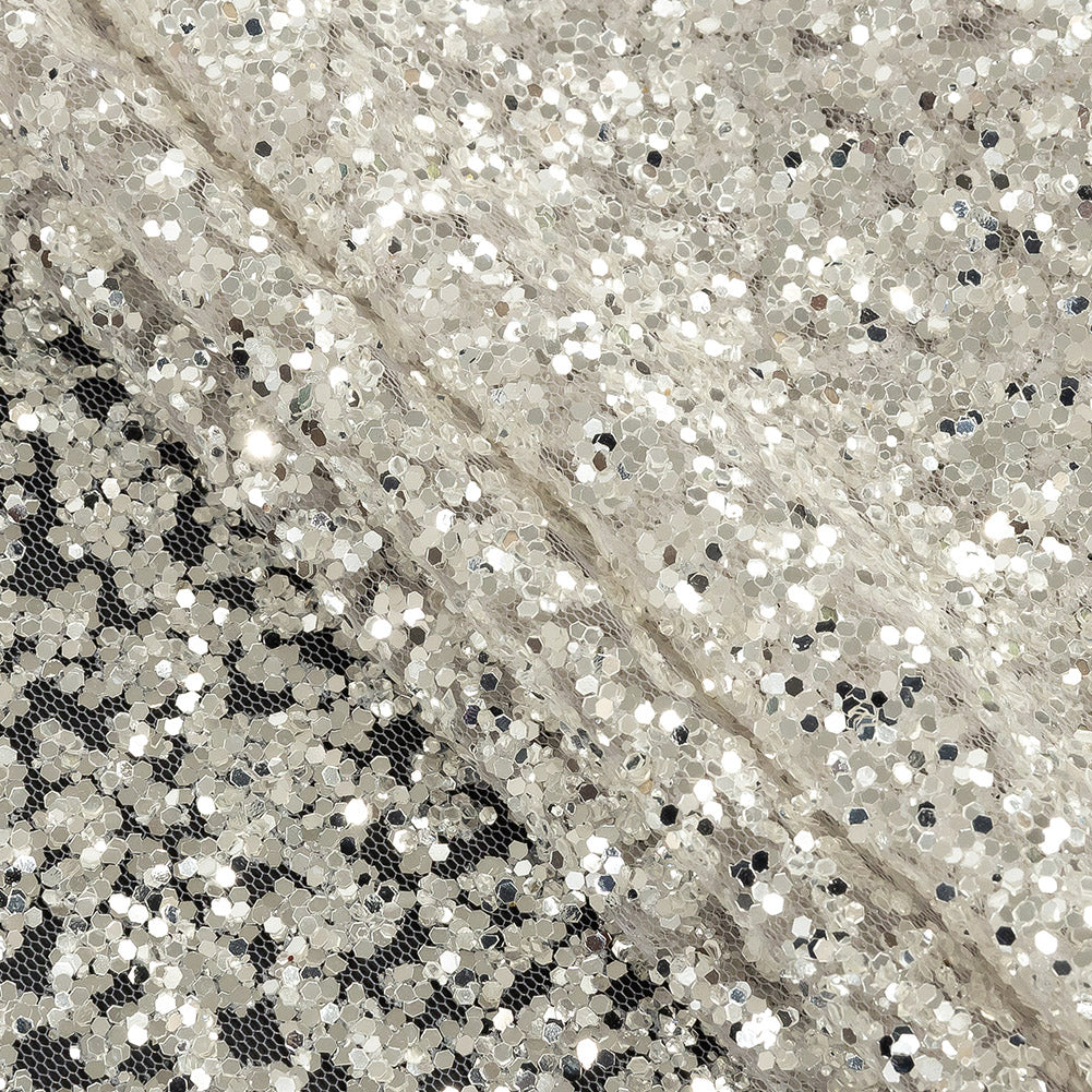 Tulle with Glitter Clusters - Flint Gray with Platinum - Eminence Collection - Joann Fabrics