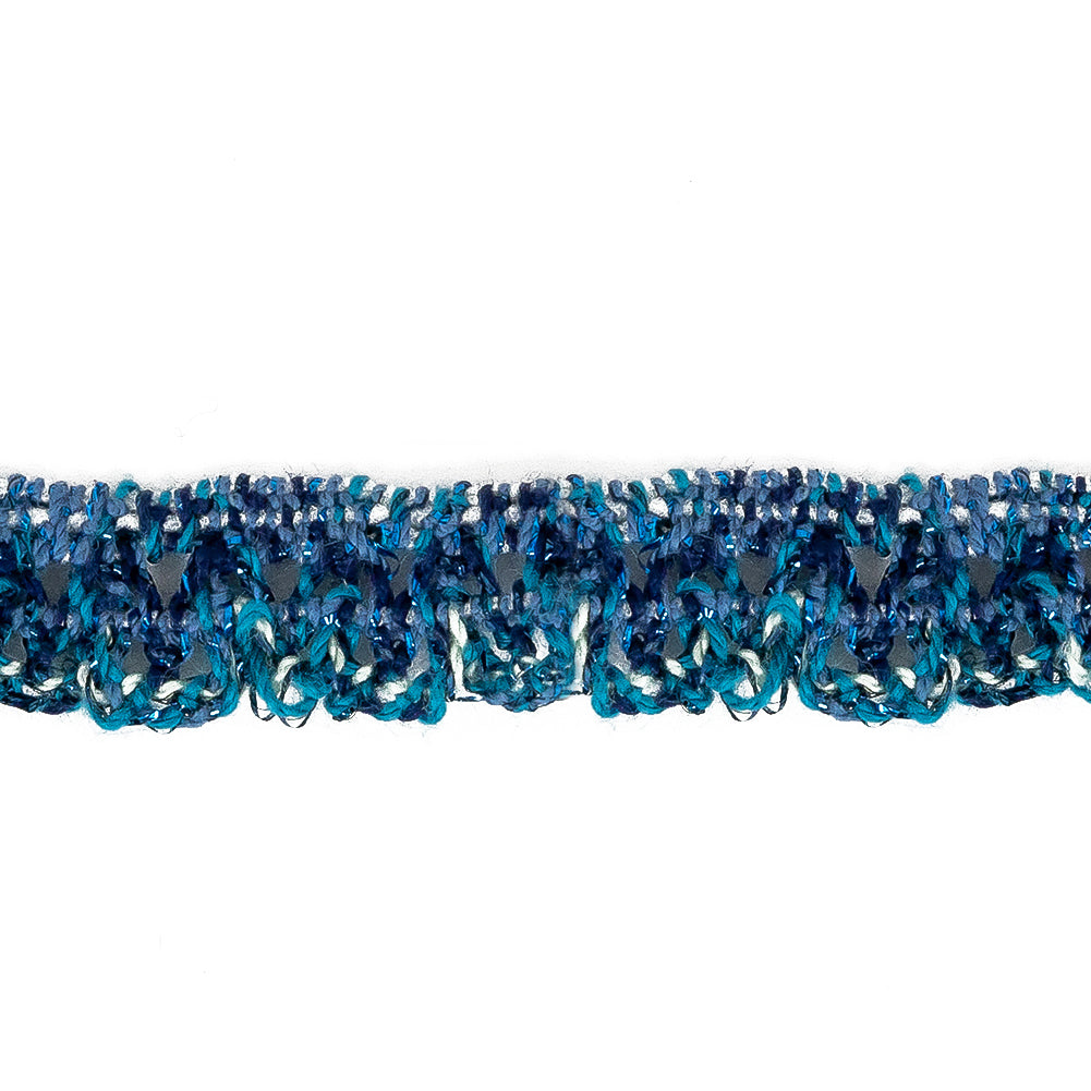 Metallic Moody Blue, Saxony Blue and Ambrosia Fine Crocheted Trim - 0.5