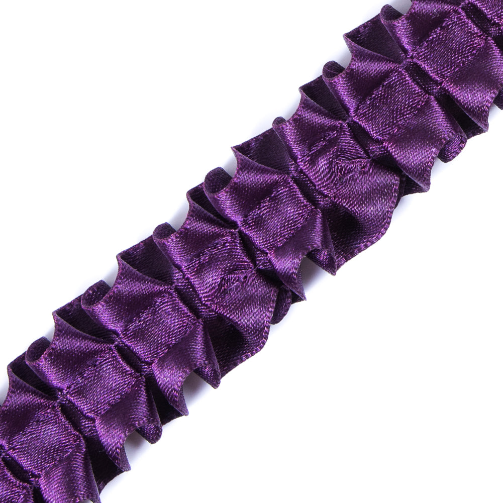Italian Dark Purple Box Pleated Trimming - 1