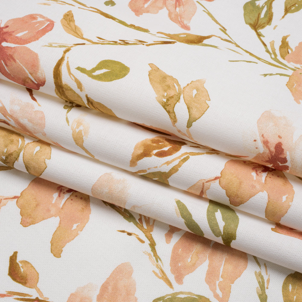 Printed Cotton Canvas - Sienna Watercolor Floral Stems - British Imported - Joann Fabrics