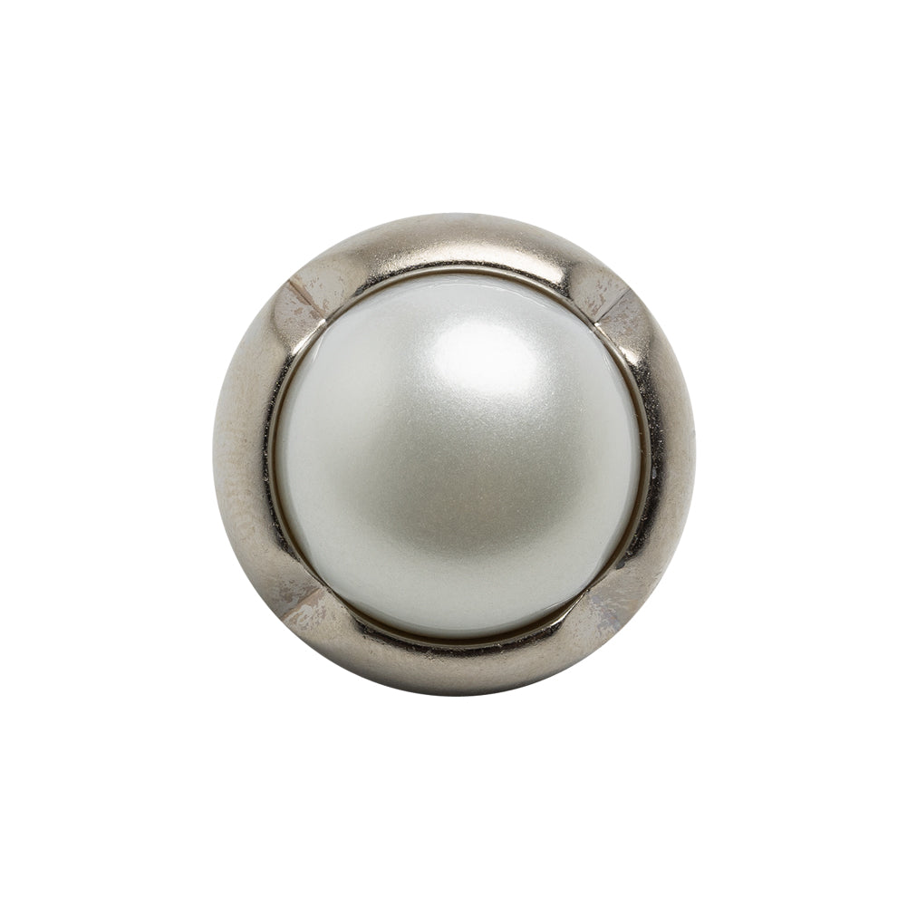 Plastic 2-Piece Shank Back Button - 36L/23mm - Silver and White Pearl Dome - Joann Fabrics