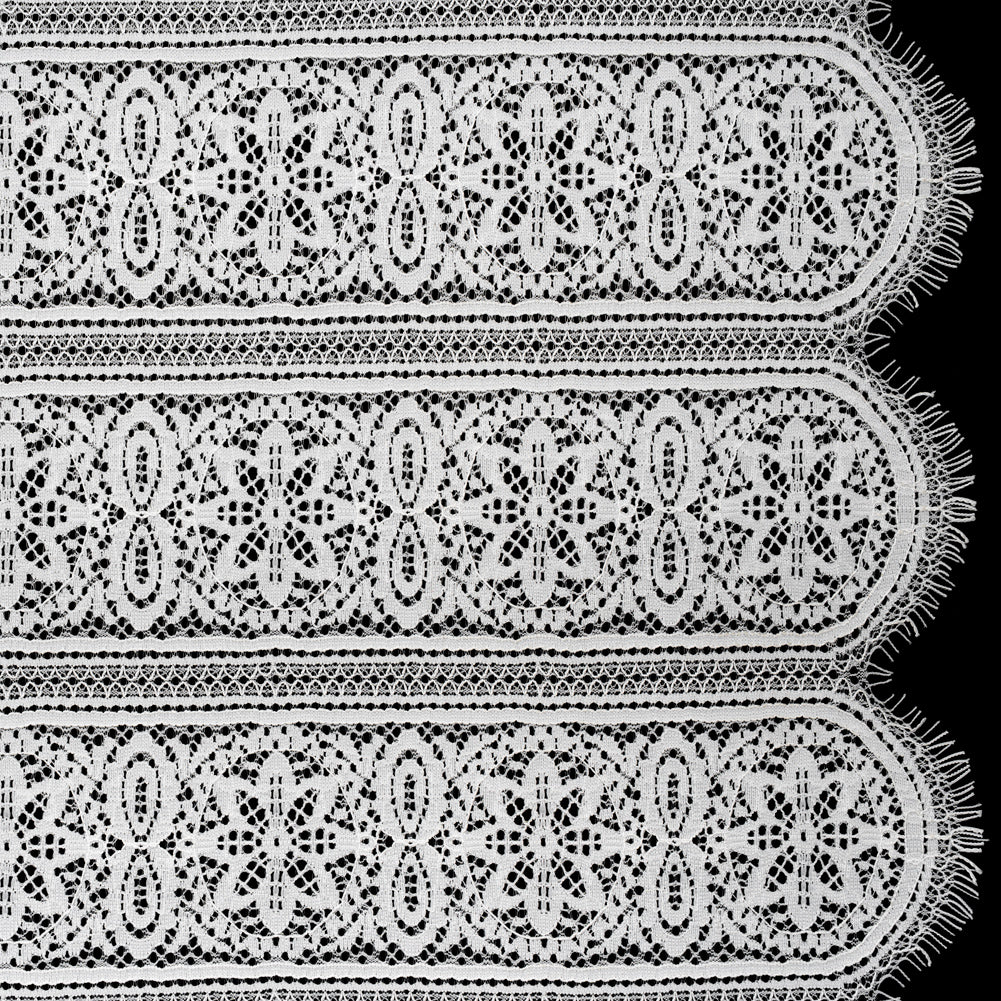 Re-Embroidered Lace with Finished Edges - Ivory Floral Medallion Stripes - Joann Fabrics