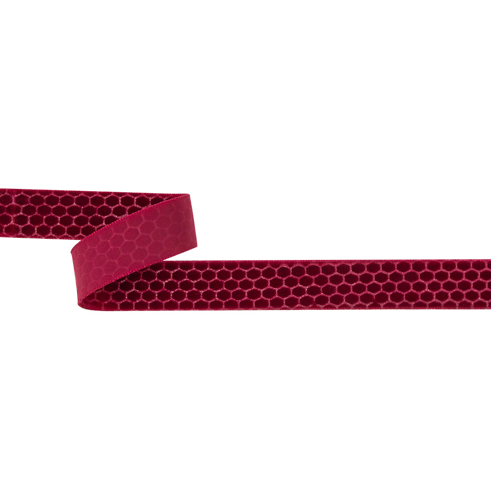 Italian Red Honeycomb Velvet Burnout Trim - 0.875