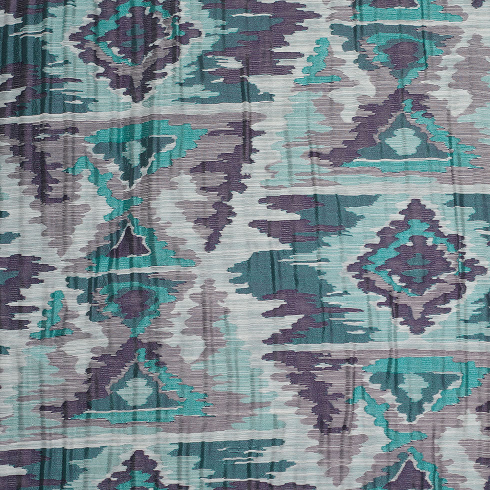 Indian Aqua/Purple Ikat-Like Geometric Poly/Cotton Brocade - Joann Fabrics