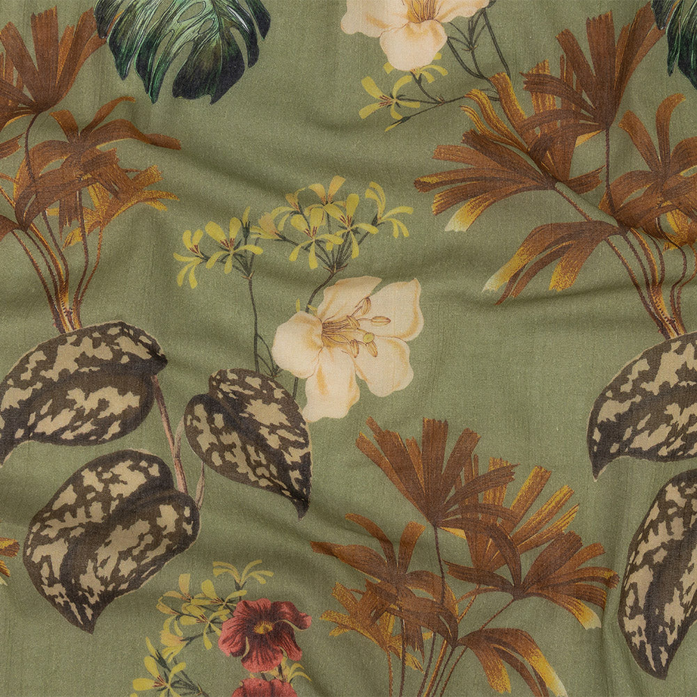 Mood Exclusive Pea Green Naturalist's Notebook Crinkled Cotton Voile - Joann Fabrics