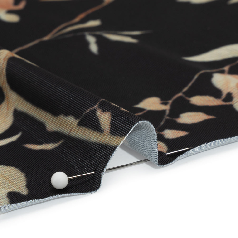Famous Australian Designer Black and Beige Floral Stretch Polyester Jersey - Joann Fabrics