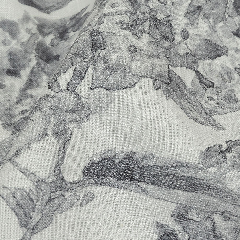 Gray and White Hydrangeas Medium Weight Linen Woven - Joann Fabrics