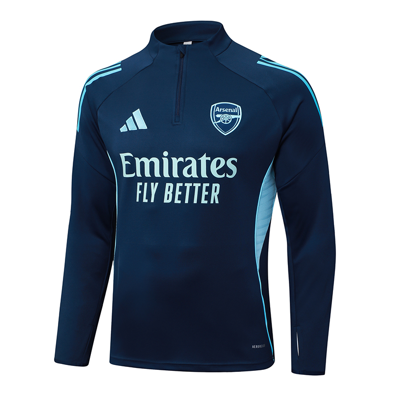 2025/2026 Arsenal Half-Pull Training Suit Royal Blue Football Shirt 1:1 Thai Quality Set